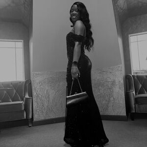 Elegant Black Off-Shoulder Evening Dress